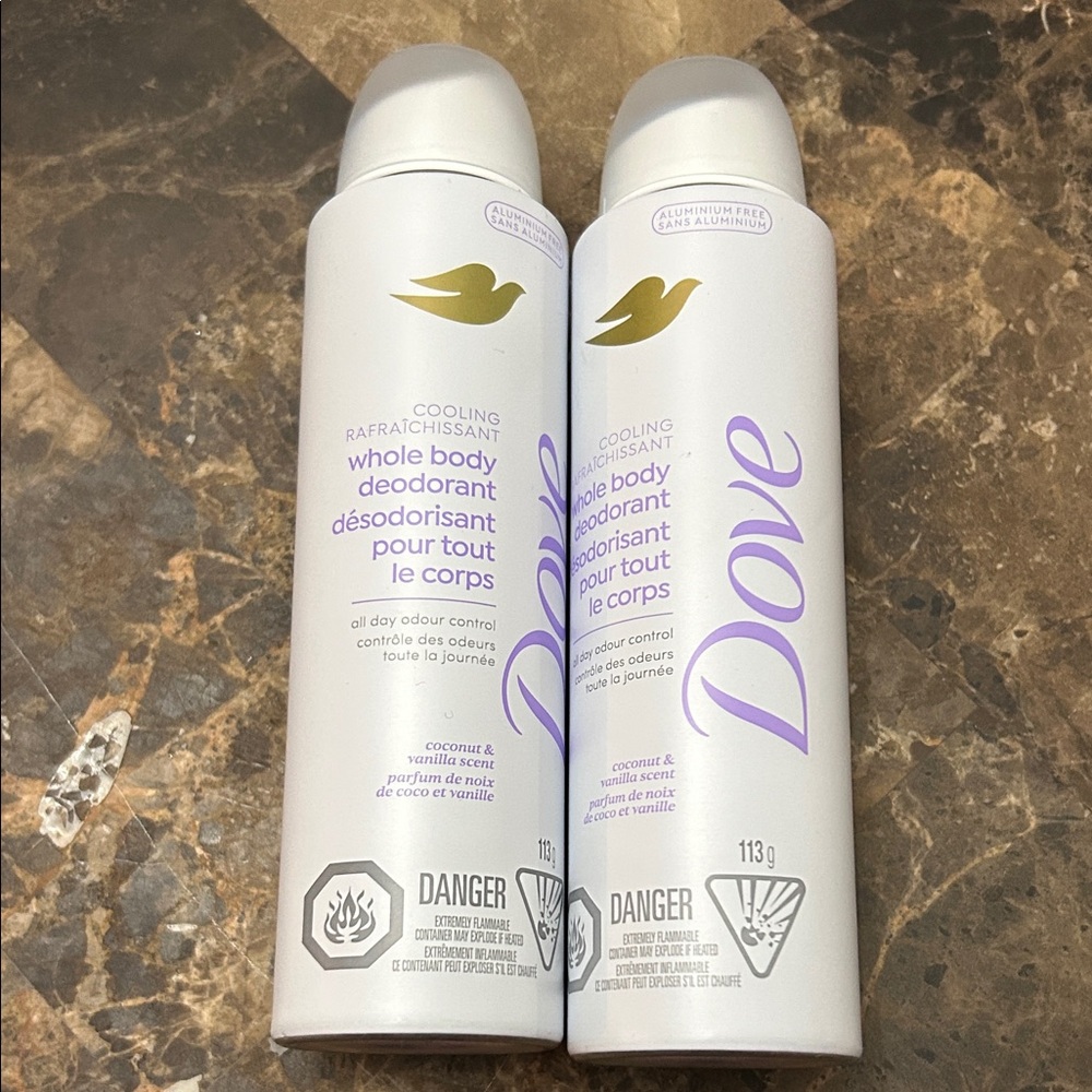 NEW 🆕 Lot of two Dove Cooling Whole Body Deodorants coconut and vanilla